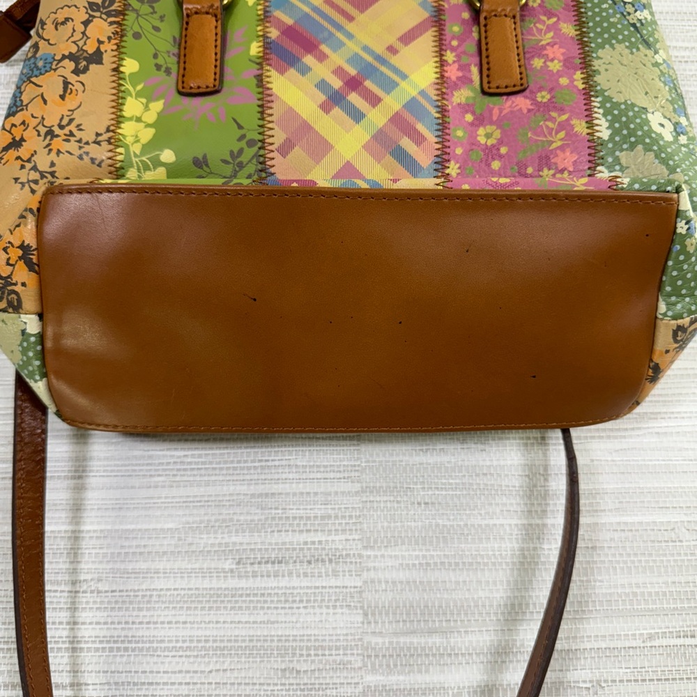 Fossil Leather Multicolor Patterned Patchwork Han… - image 4